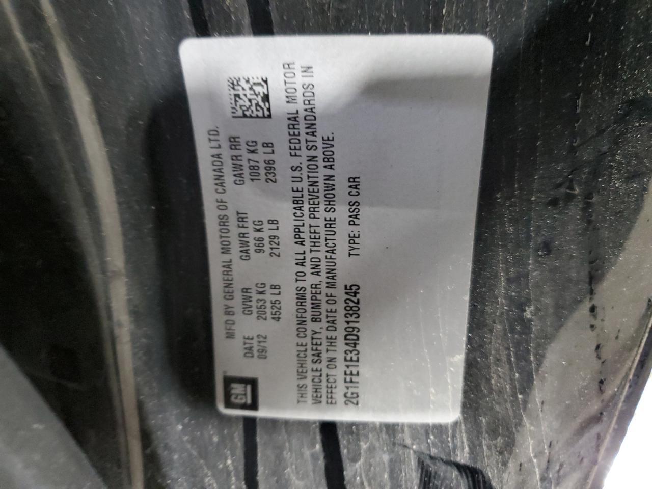 2013 Chevrolet Camaro Ls VIN: 2G1FE1E34D9138245 Lot: 68716694