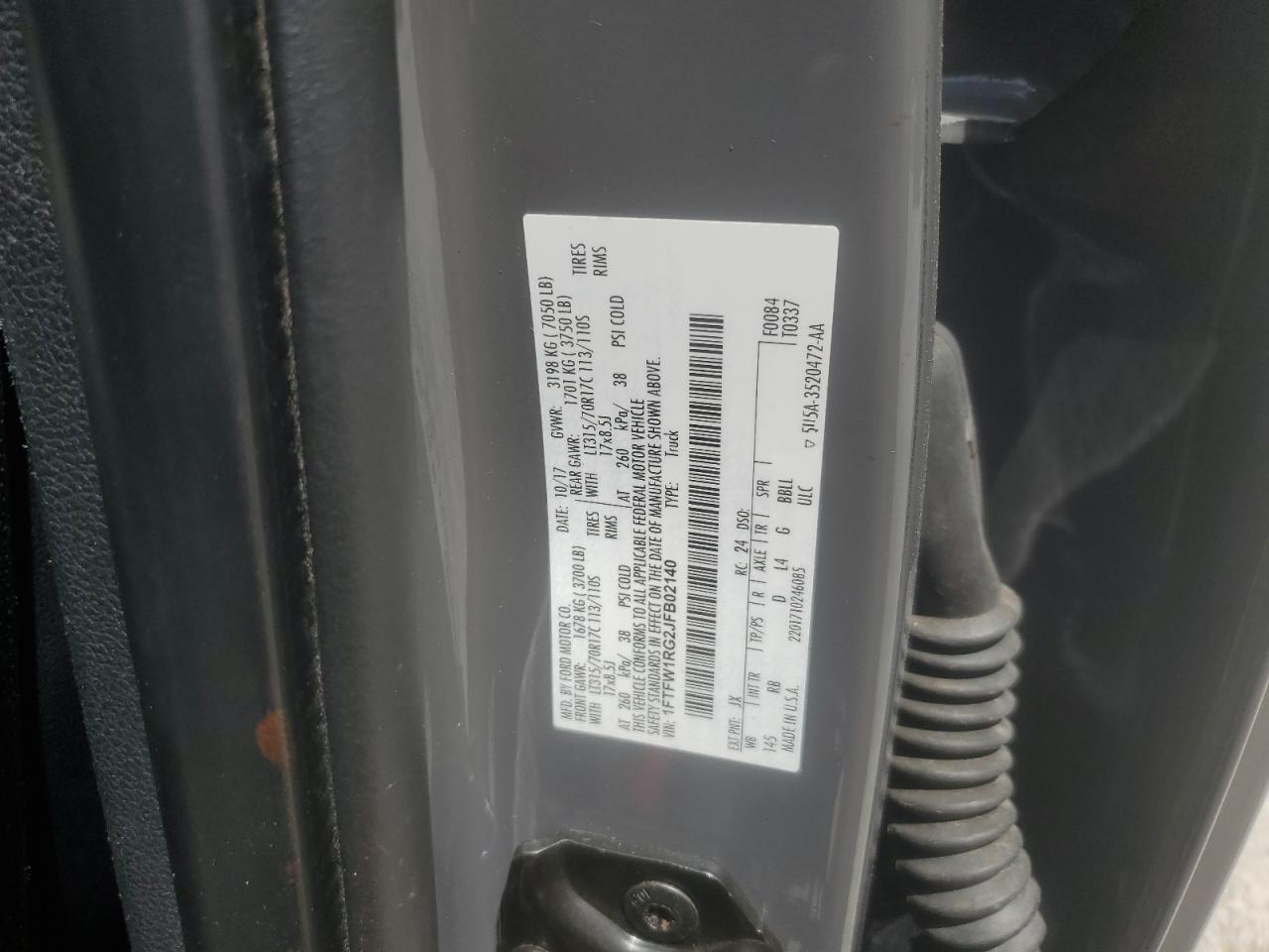 2018 Ford F150 Raptor VIN: 1FTFW1RG2JFB02140 Lot: 68862104