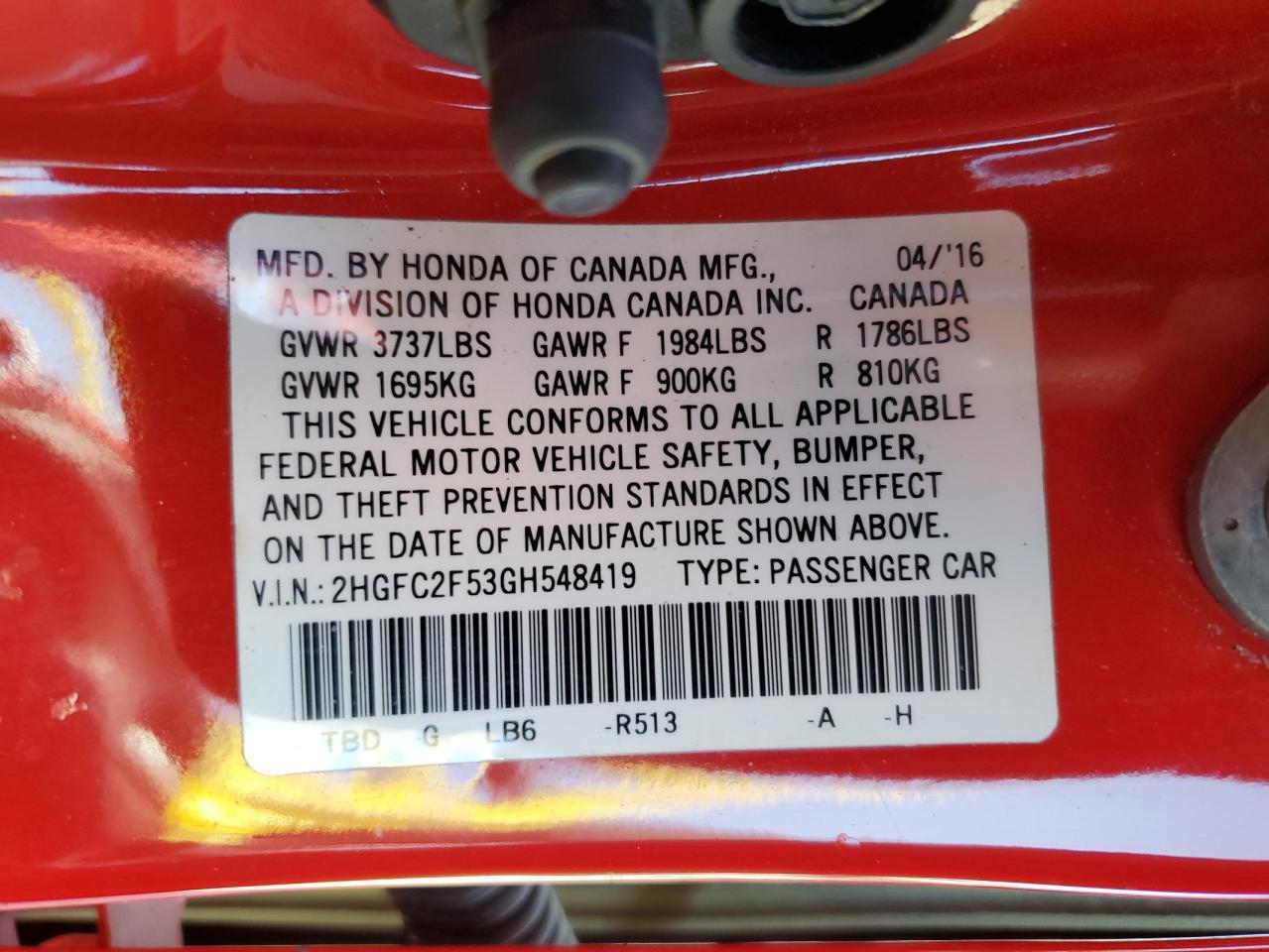 2HGFC2F53GH548419 2016 HONDA CIVIC - Image 14