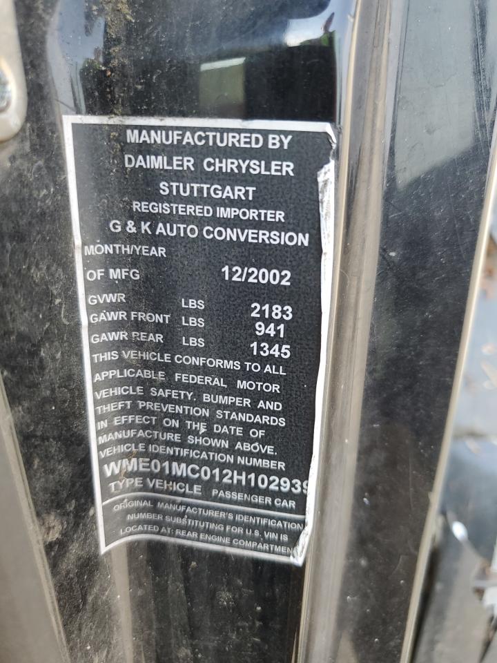 2002 Chrysler Pulse VIN: WME01MC012H102939 Lot: 65874224