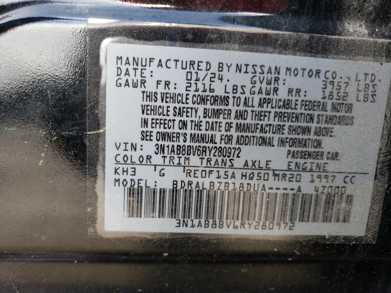 3N1AB8BV6RY280972 2024 Nissan Sentra S