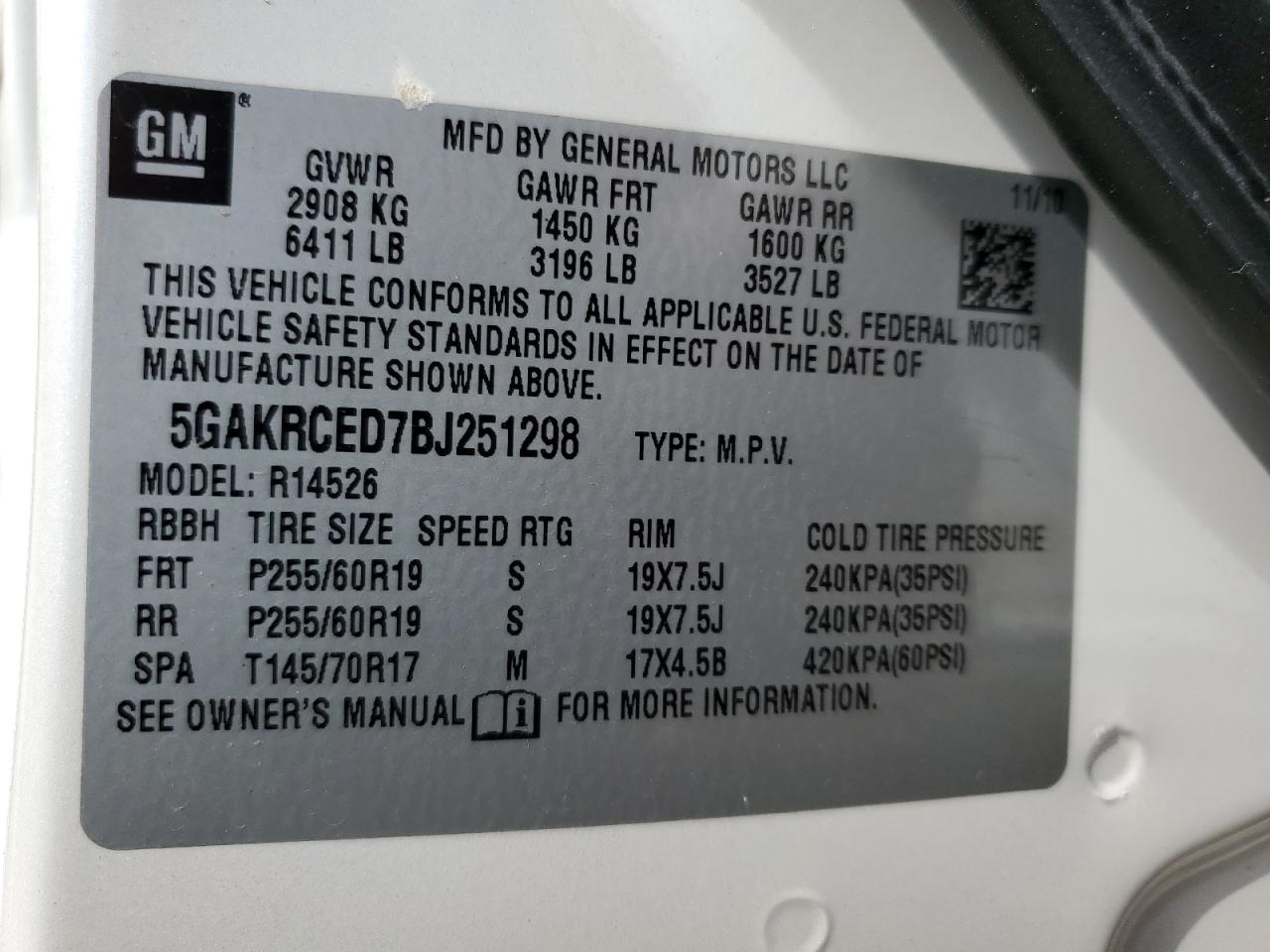 5GAKRCED7BJ251298 2011 Buick Enclave Cxl