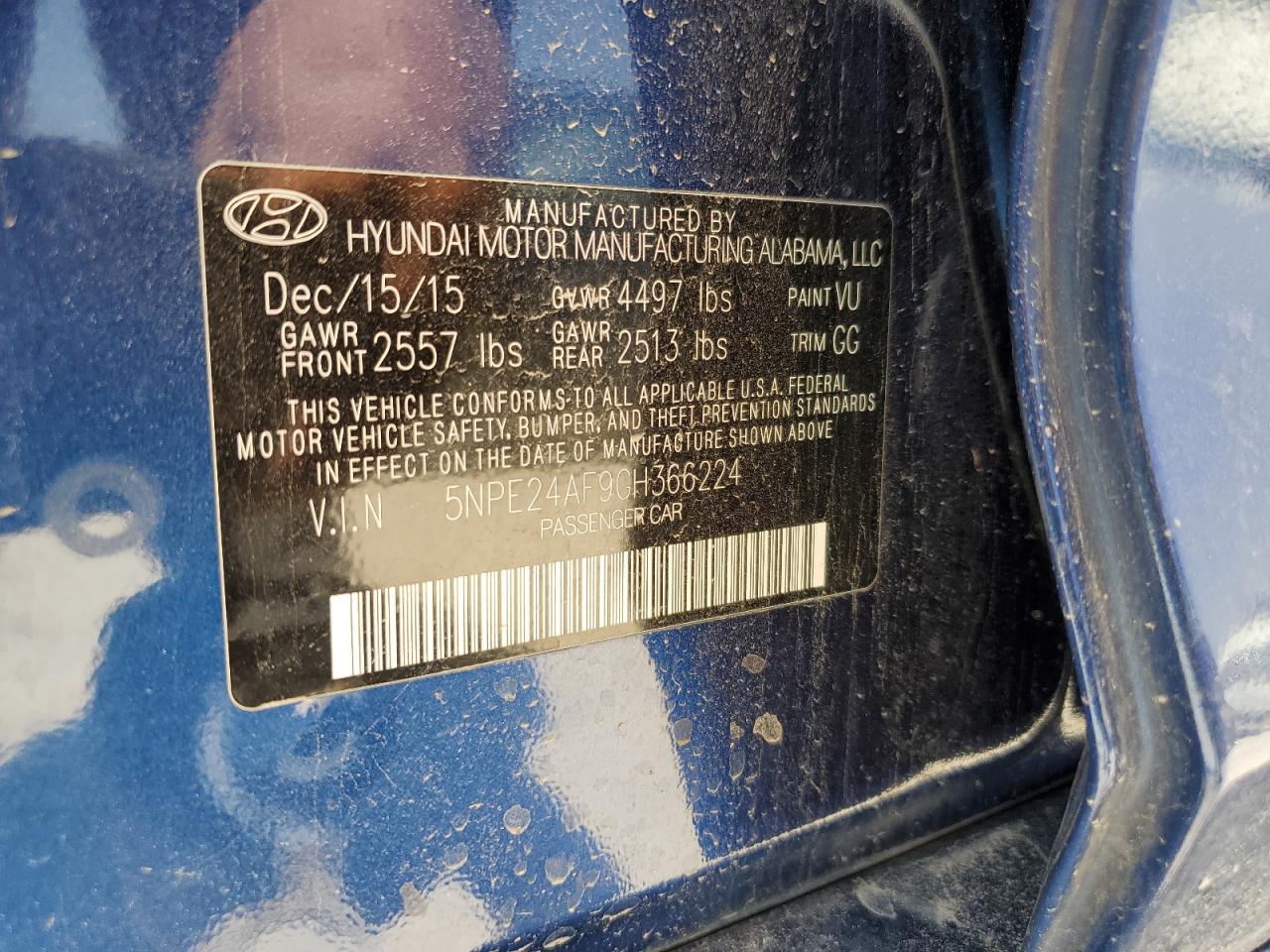 5NPE24AF9GH366224 2016 HYUNDAI SONATA - Image 12