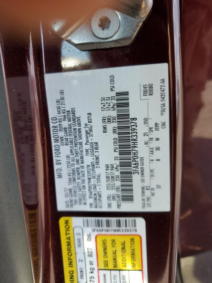 3FA6P0H79HR339378 2017 FORD FUSION - Image 12