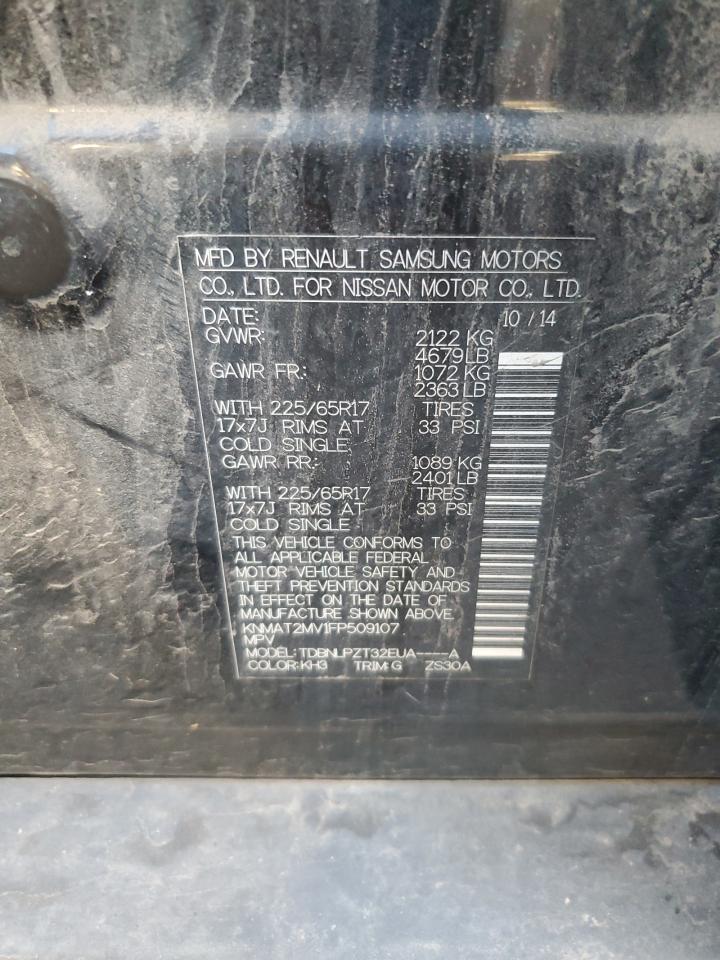 2015 Nissan Rogue S VIN: KNMAT2MV1FP509107 Lot: 64964394