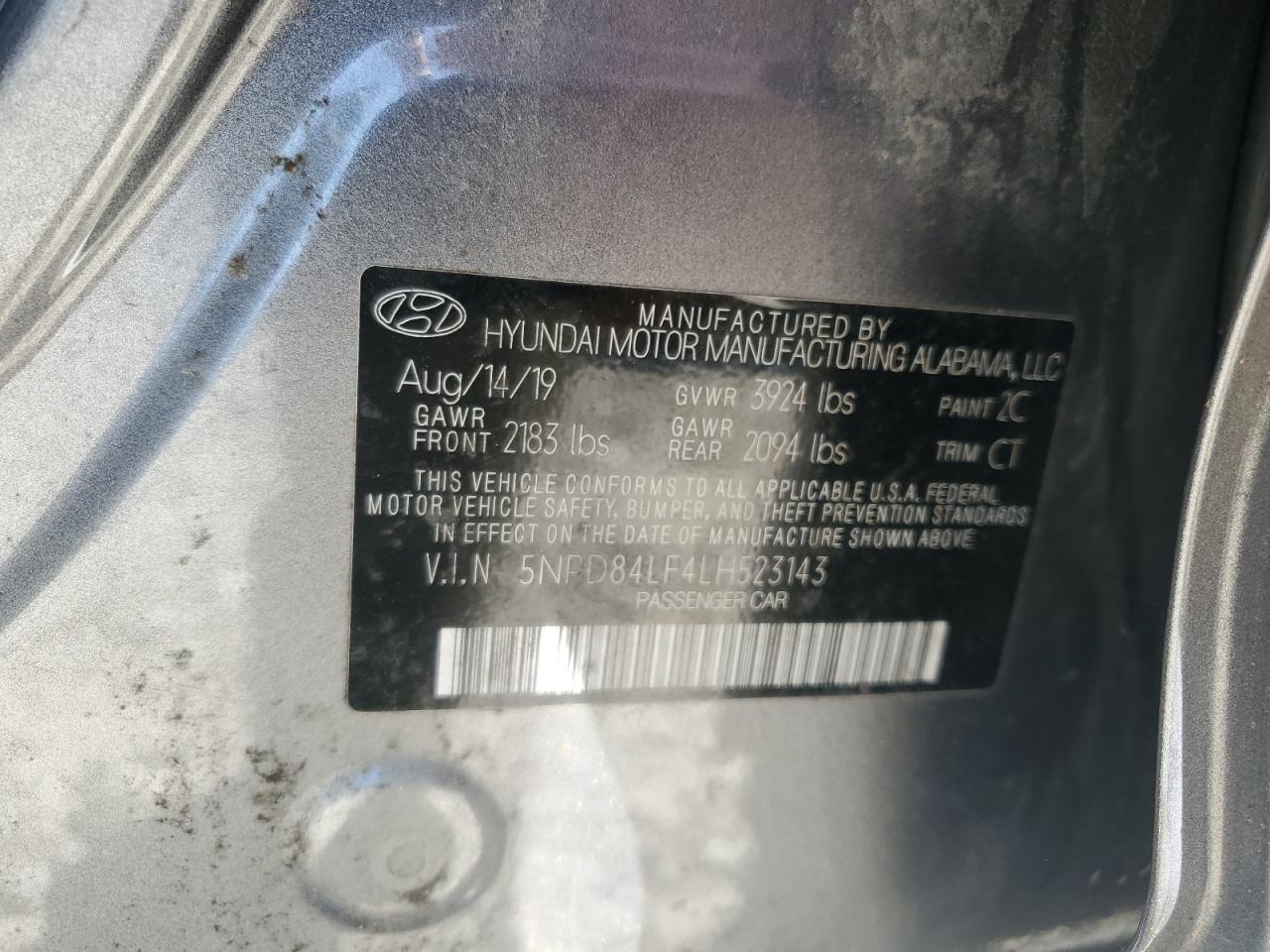 5NPD84LF4LH523143 2020 Hyundai Elantra Sel