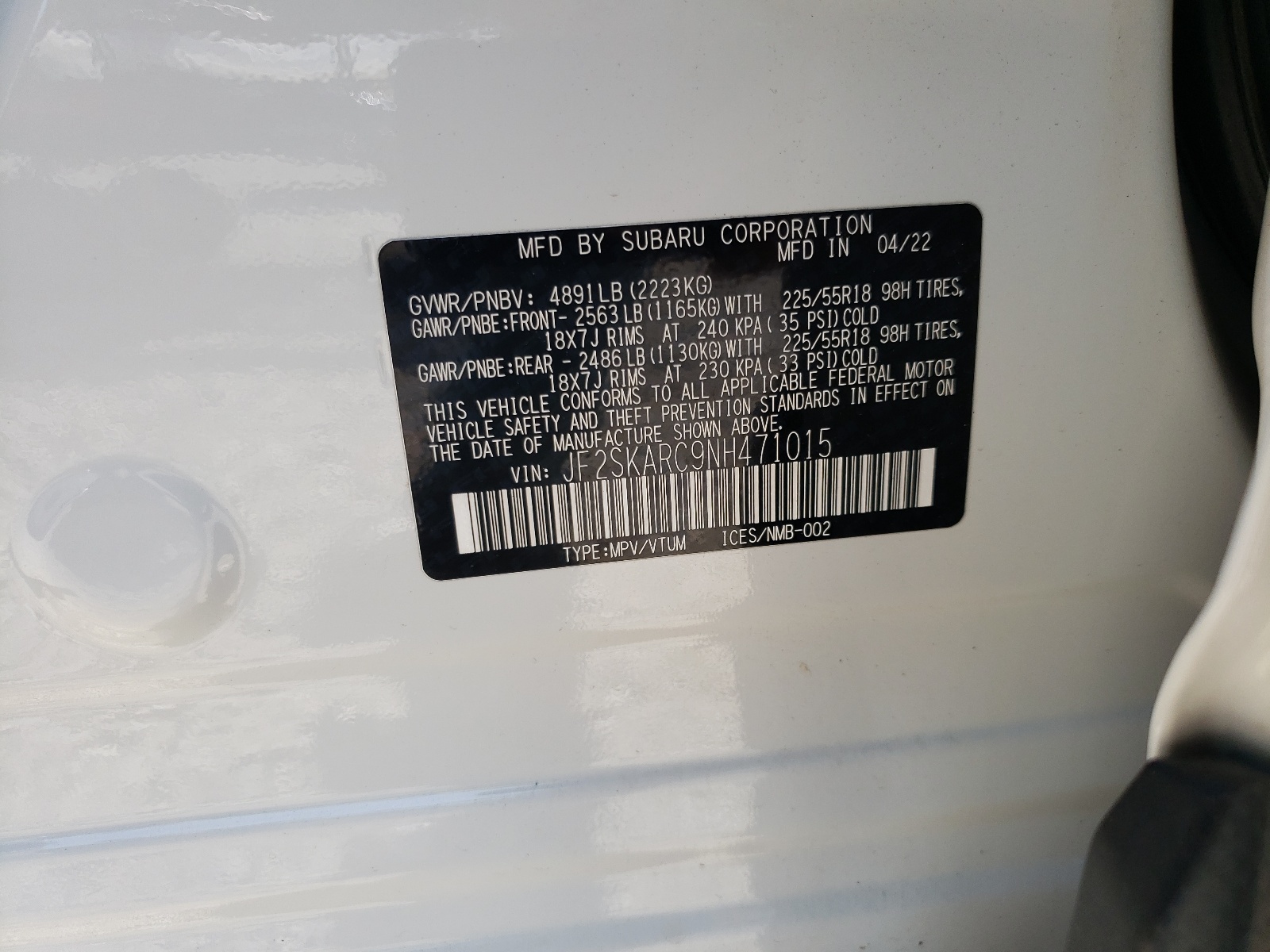 JF2SKARC9NH471015 2022 Subaru Forester Touring