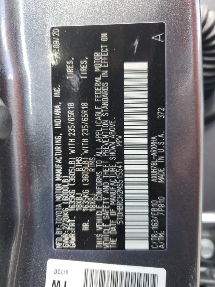 2021 Toyota Highlander Hybrid Xle VIN: 5TDHBRCH2MS515541 Lot: 66699044