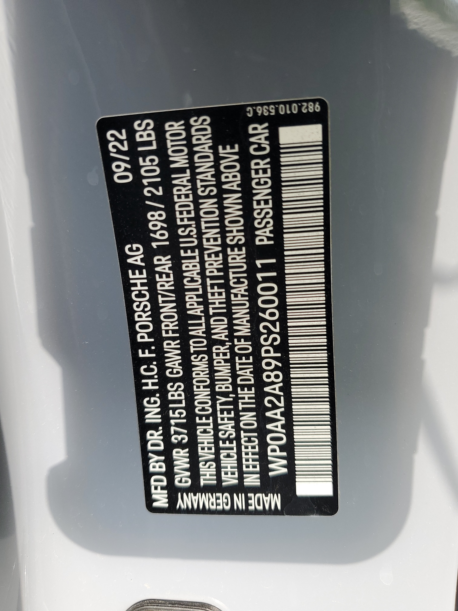 WP0AA2A89PS260011 2023 Porsche Cayman Base