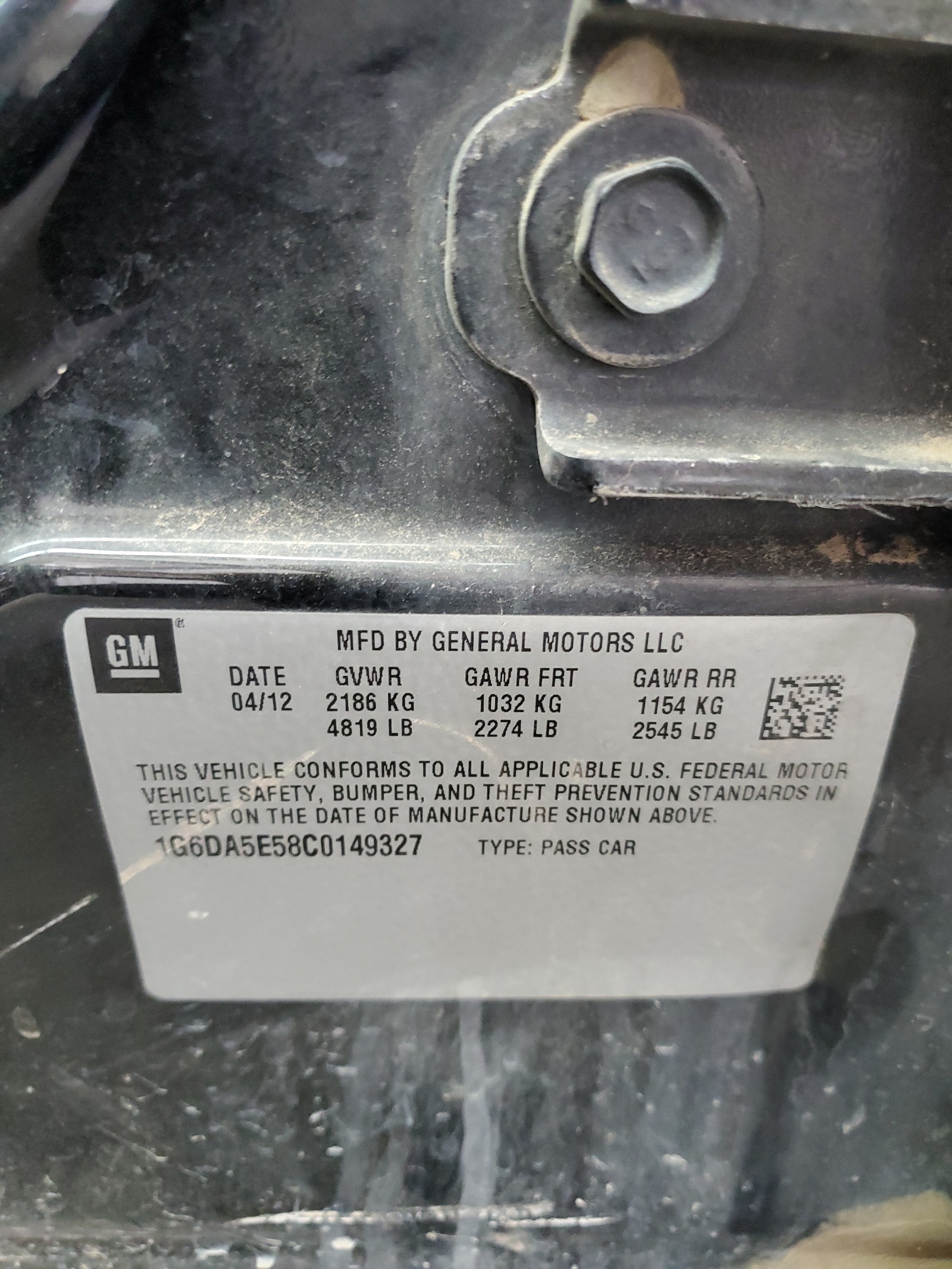 1G6DA5E58C0149327 2012 Cadillac Cts