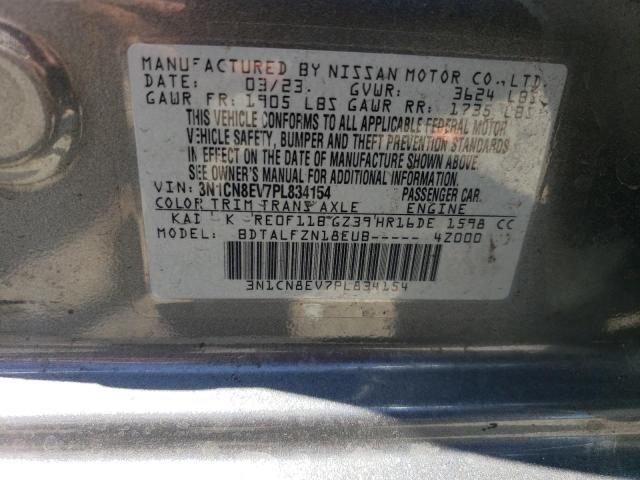 3N1CN8EV7PL834154 Nissan Versa SV 12