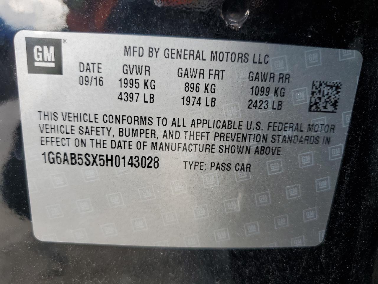 2017 Cadillac Ats Luxury VIN: 1G6AB5SX5H0143028 Lot: 67585254