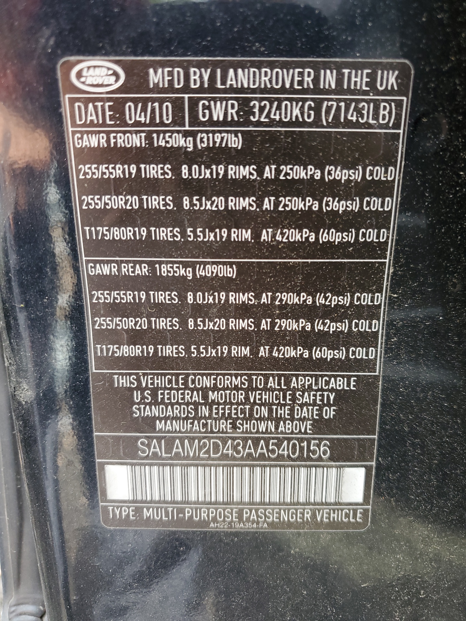 SALAM2D43AA540156 2010 Land Rover Lr4 Hse Plus