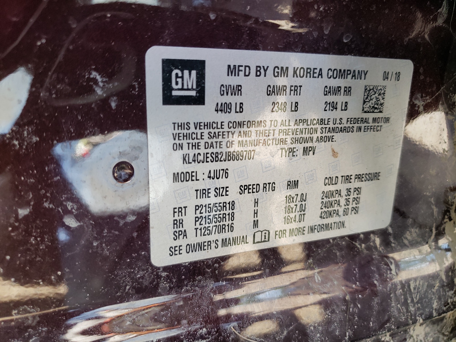 KL4CJESB2JB689707 2018 Buick Encore Preferred