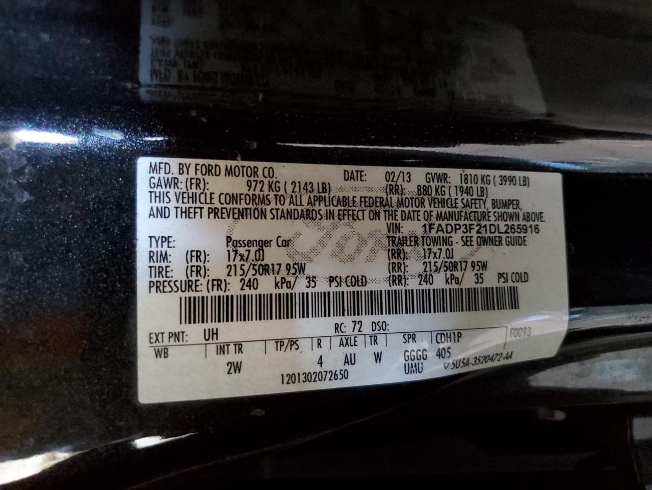 1FADP3F21DL265916 2013 Ford Focus Se