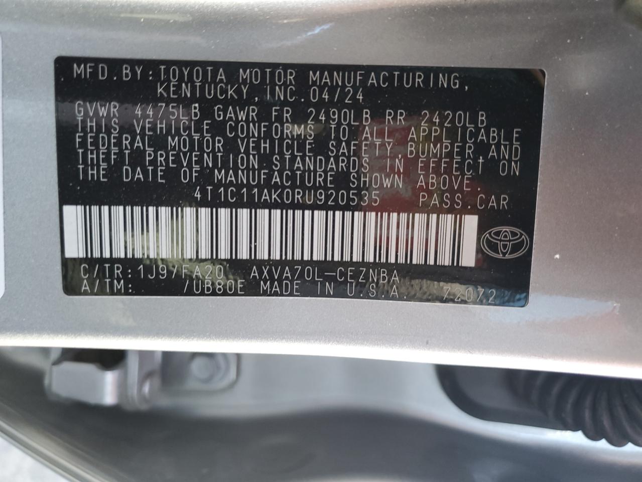 4T1C11AK0RU920535 2024 TOYOTA CAMRY - Image 15