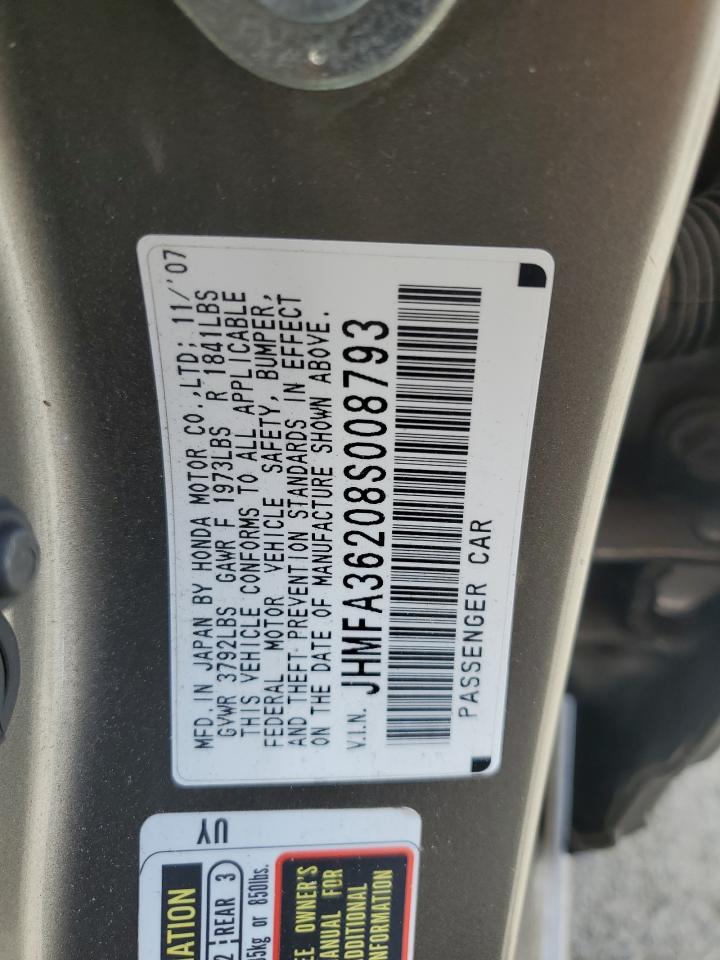 JHMFA36208S008793 2008 Honda Civic Hybrid