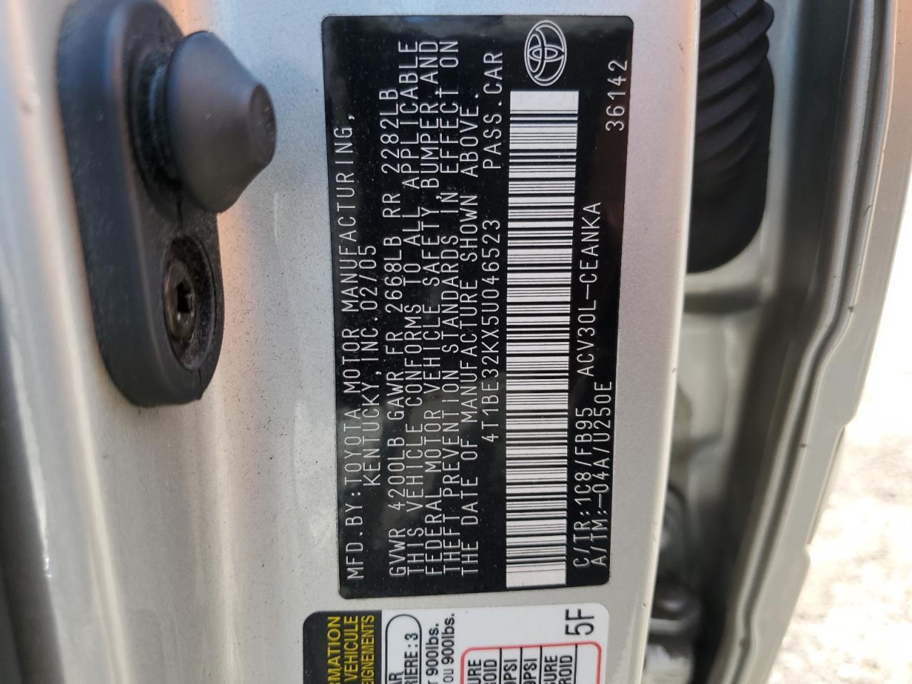 2005 Toyota Camry Le VIN: 4T1BE32KX5U046523 Lot: 65517084