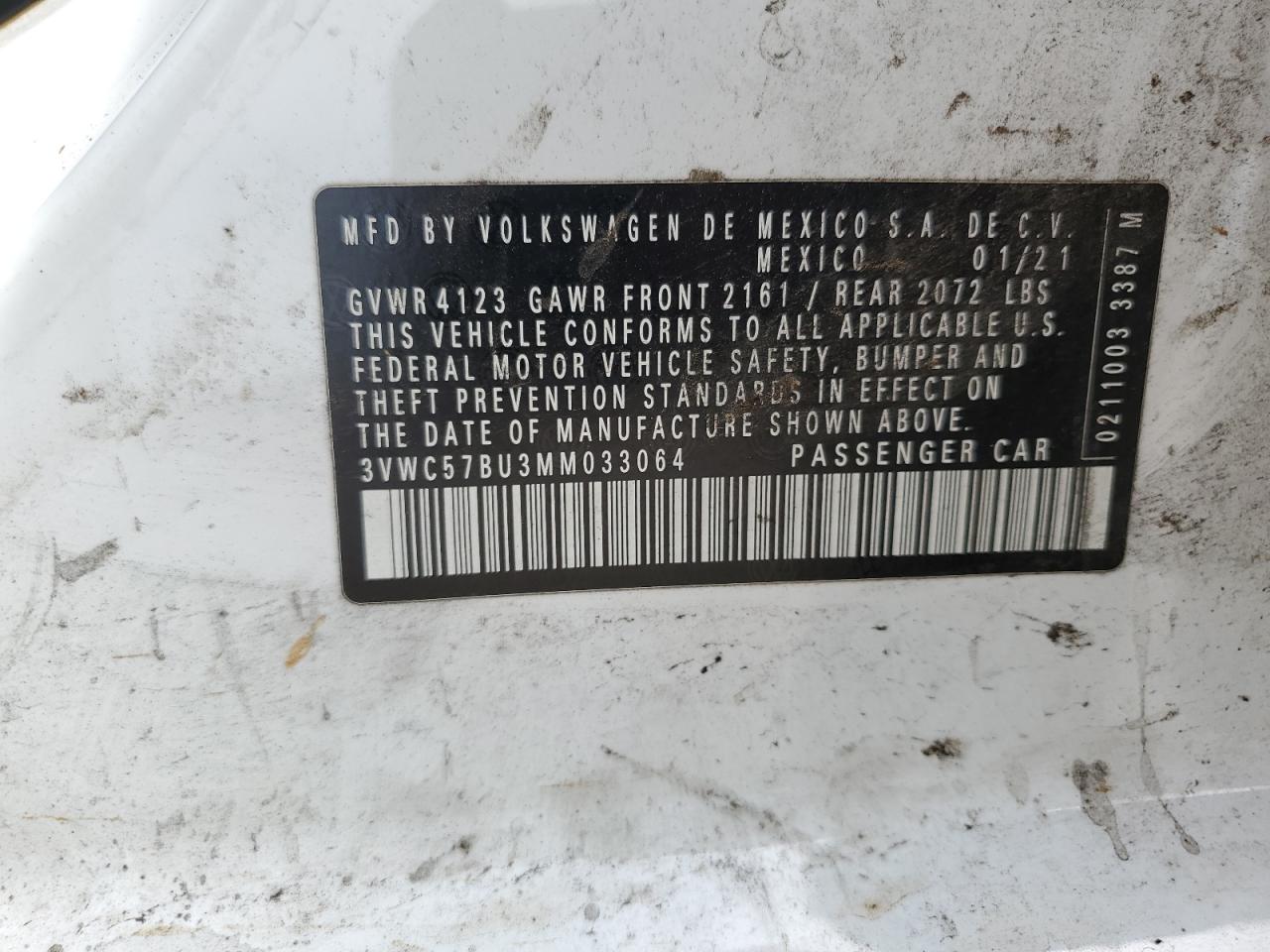 2021 Volkswagen Jetta S VIN: 3VWC57BU3MM033064 Lot: 65894204