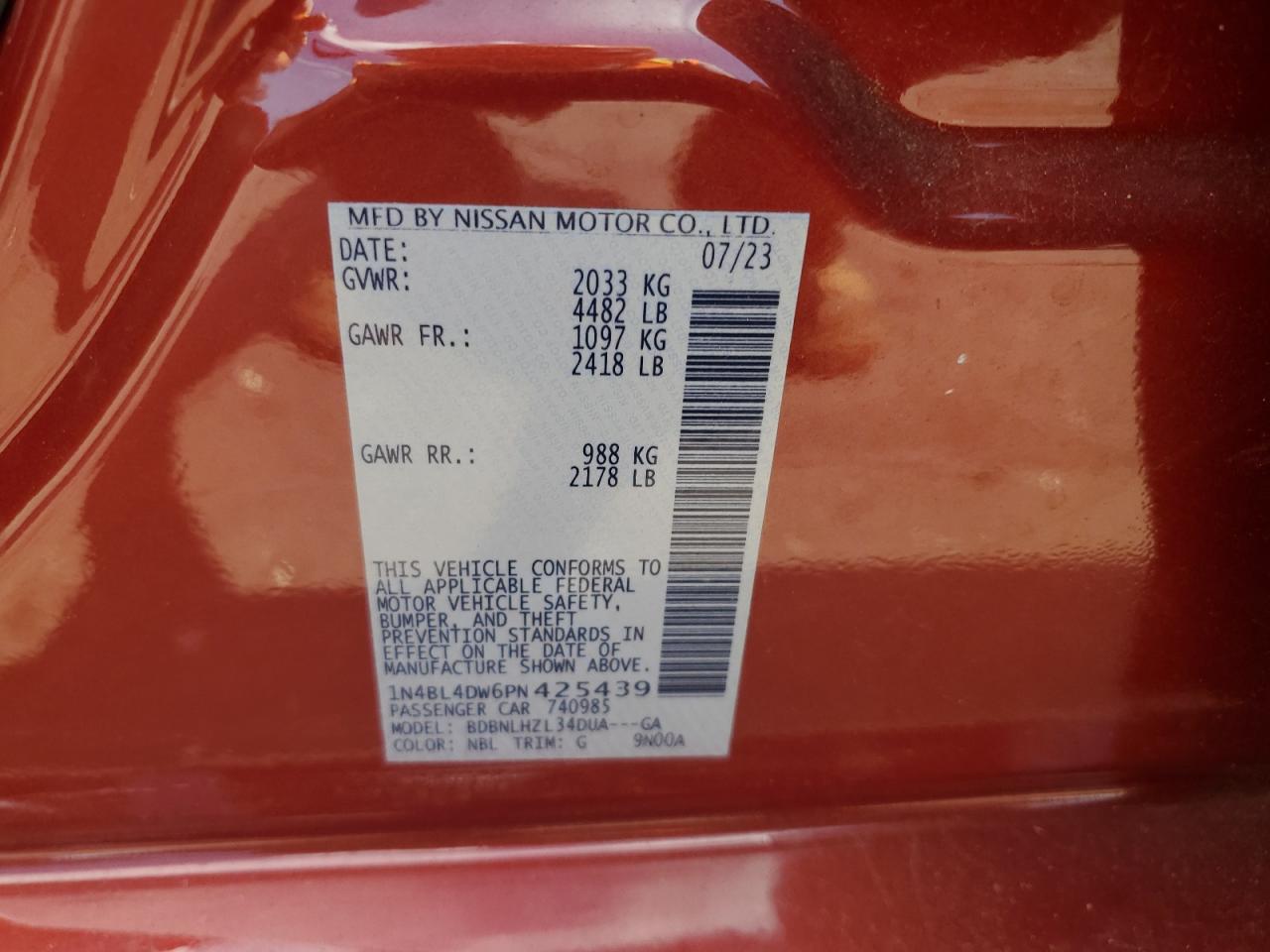 1N4BL4DW6PN425439 2023 NISSAN ALTIMA - Image 12