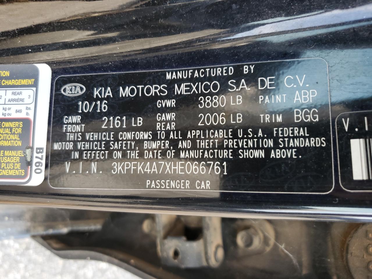 2017 Kia Forte Lx VIN: 3KPFK4A7XHE066761 Lot: 67709124