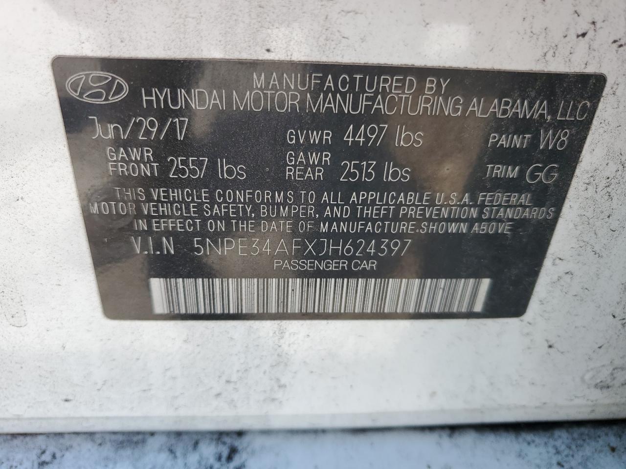 2018 Hyundai Sonata Sport VIN: 5NPE34AFXJH624397 Lot: 67312404