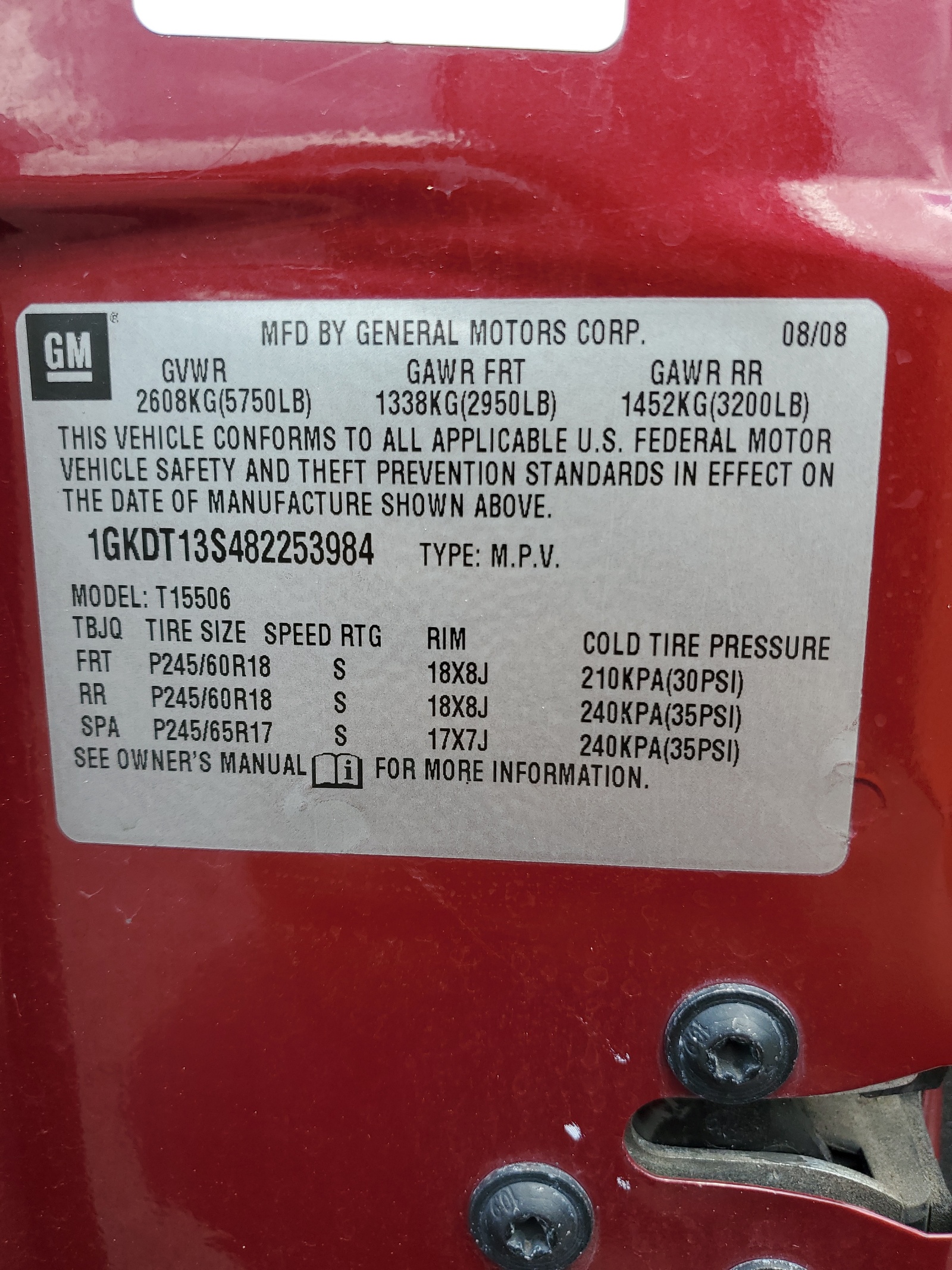 1GKDT13S482253984 2008 GMC Envoy