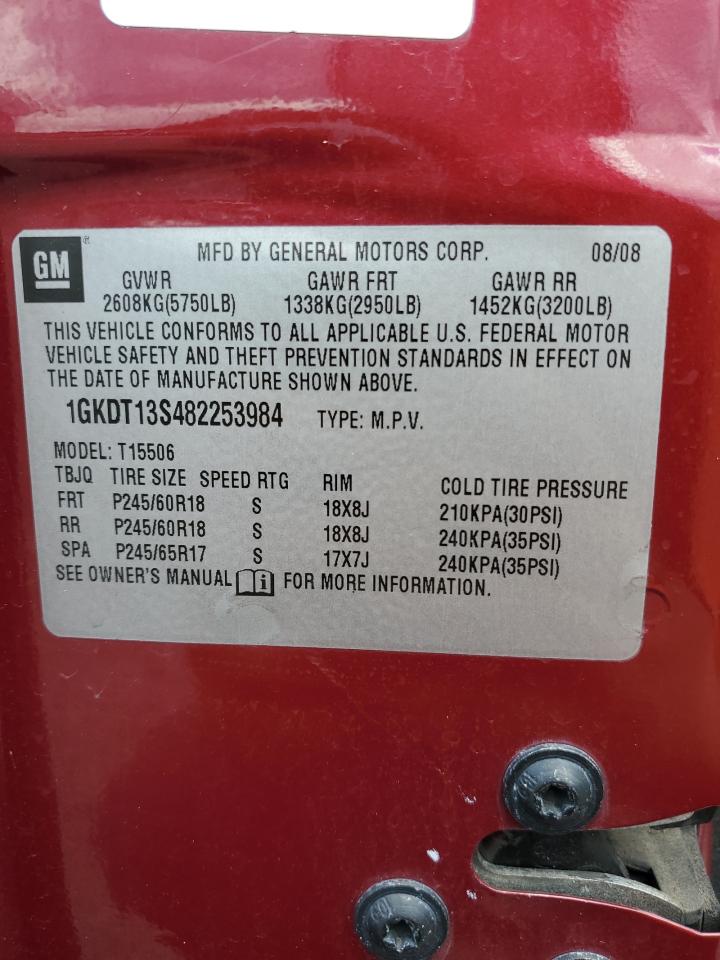 2008 GMC Envoy VIN: 1GKDT13S482253984 Lot: 66114594