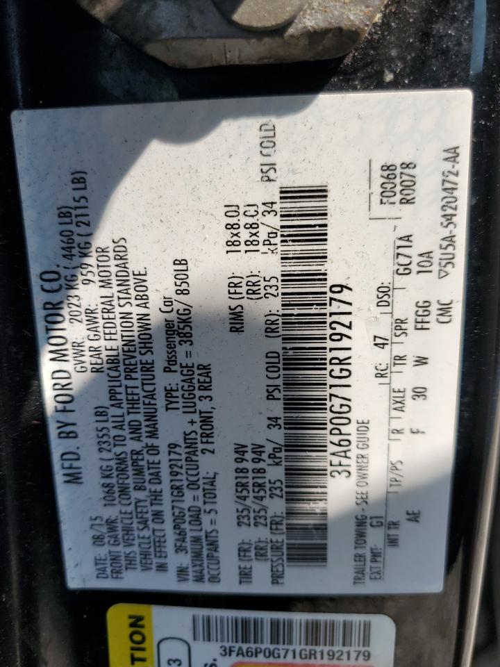 3FA6P0G71GR192179 2016 Ford Fusion S