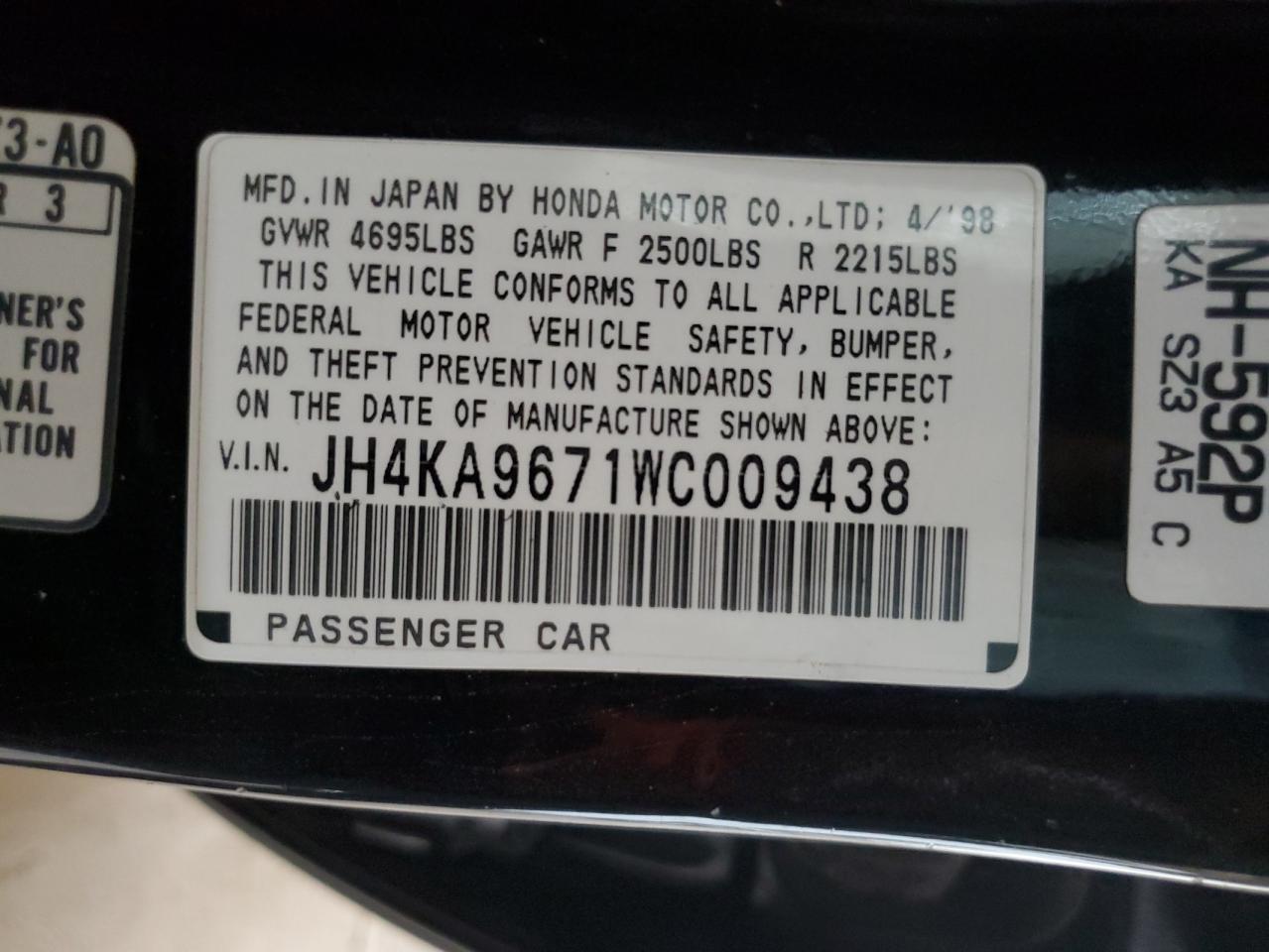 JH4KA9671WC009438 1998 Acura 3.5Rl