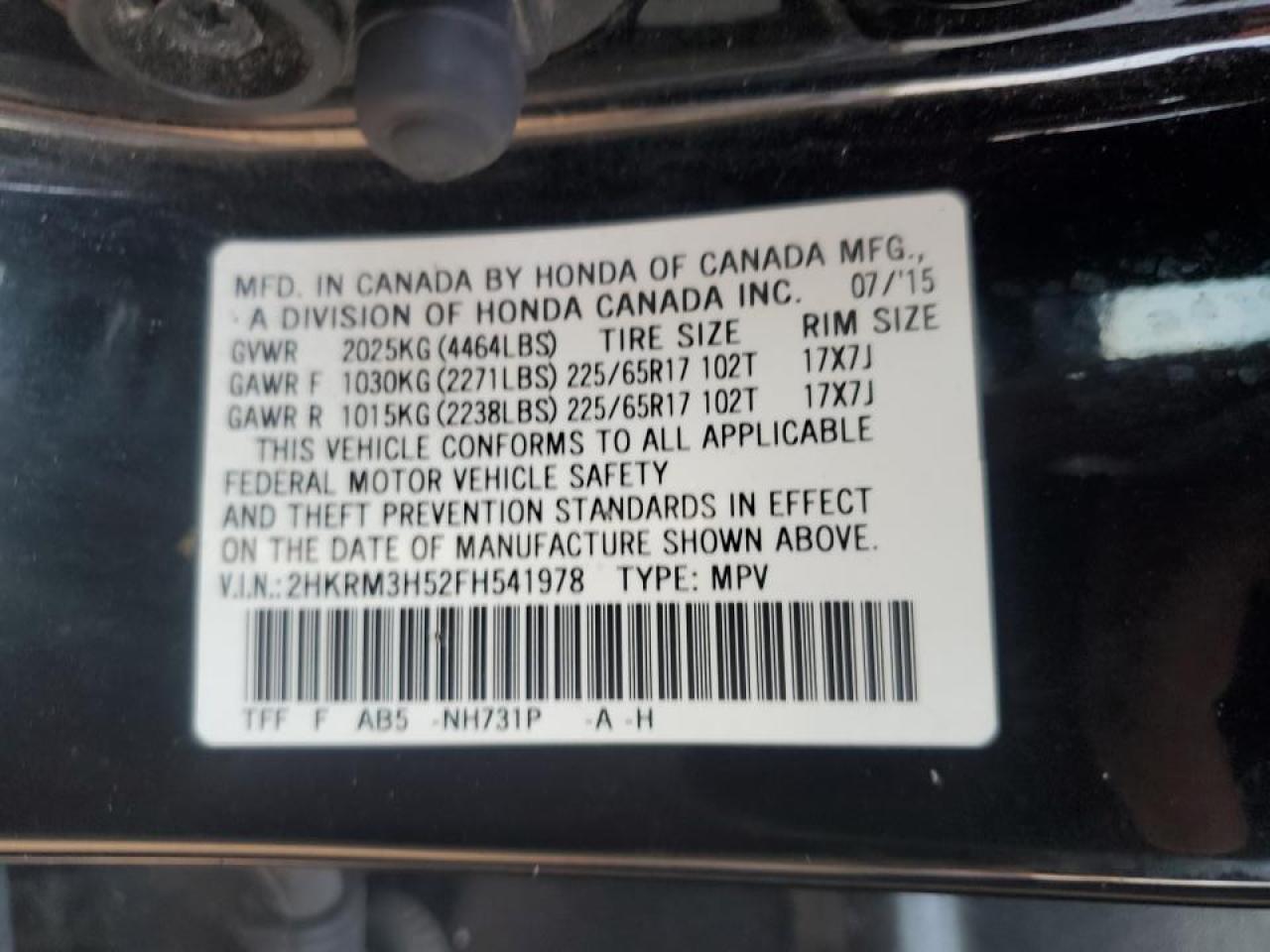 2015 Honda Cr-V Ex VIN: 2HKRM3H52FH541978 Lot: 66584764