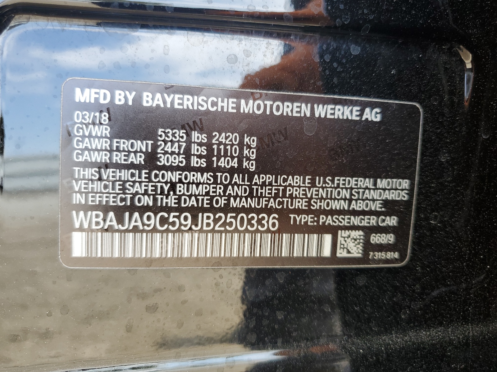 WBAJA9C59JB250336 2018 BMW 530E