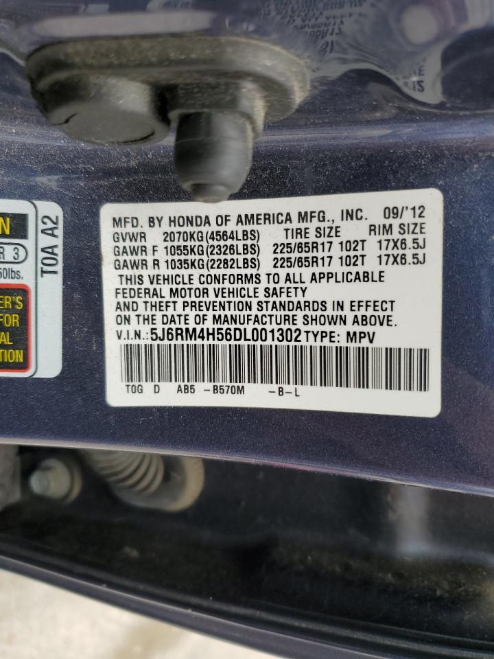 2013 Honda Cr-V Ex VIN: 5J6RM4H56DL001302 Lot: 66734834