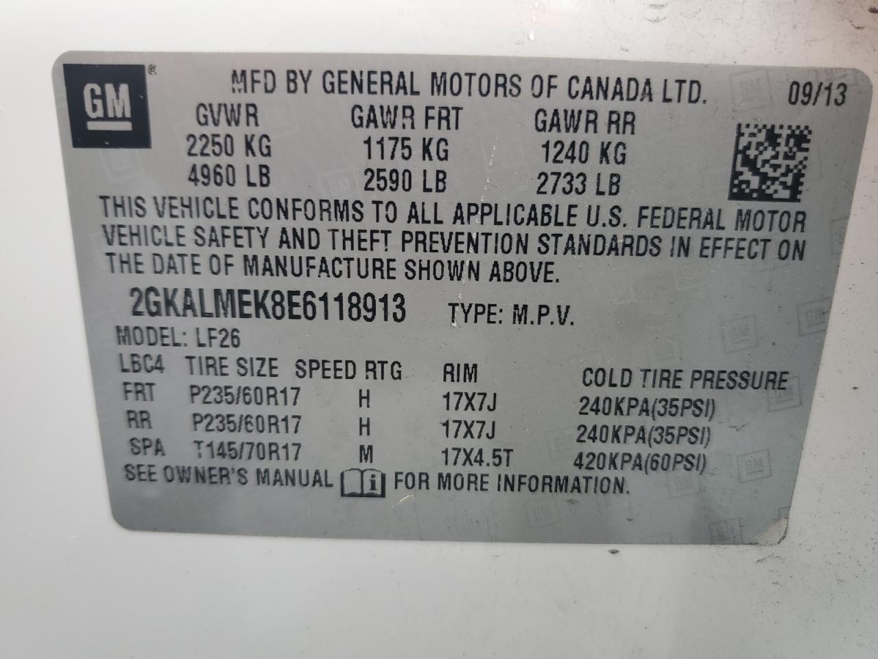 2GKALMEK8E6118913 2014 GMC Terrain Sle