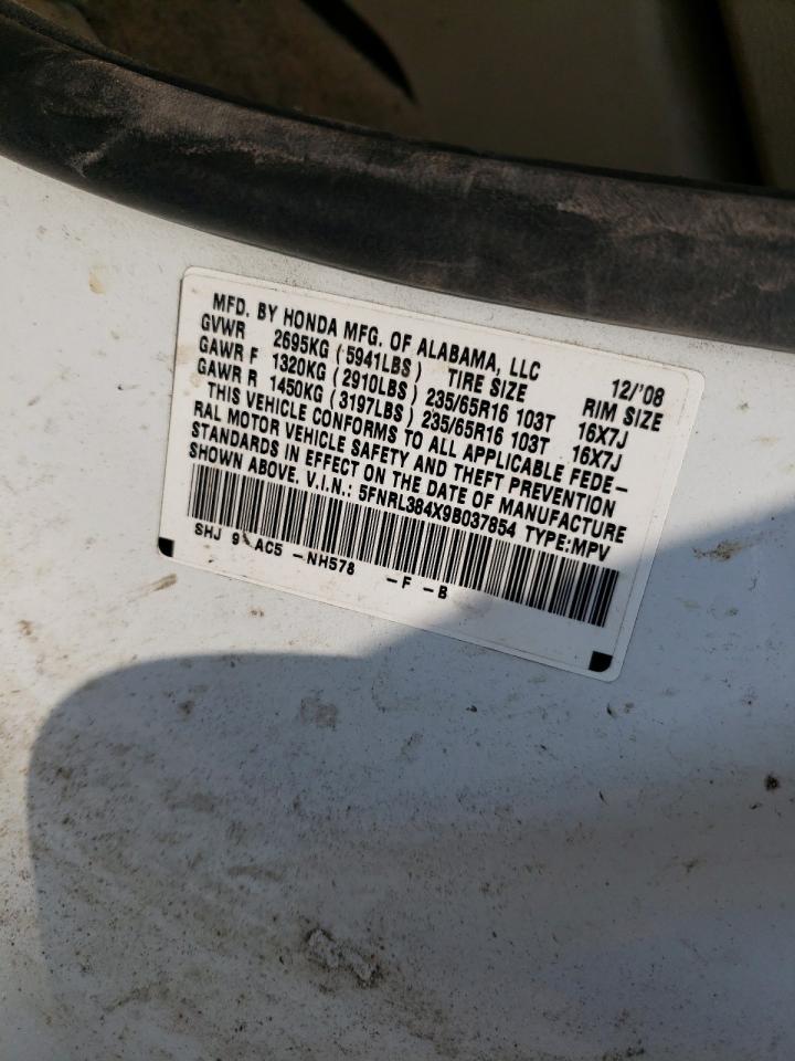 5FNRL384X9B037854 2009 Honda Odyssey Ex