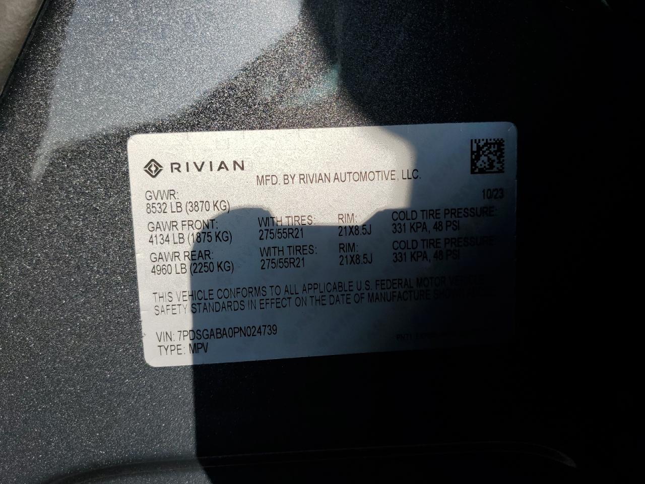 7PDSGABA0PN024739 2023 Rivian R1S Adventure