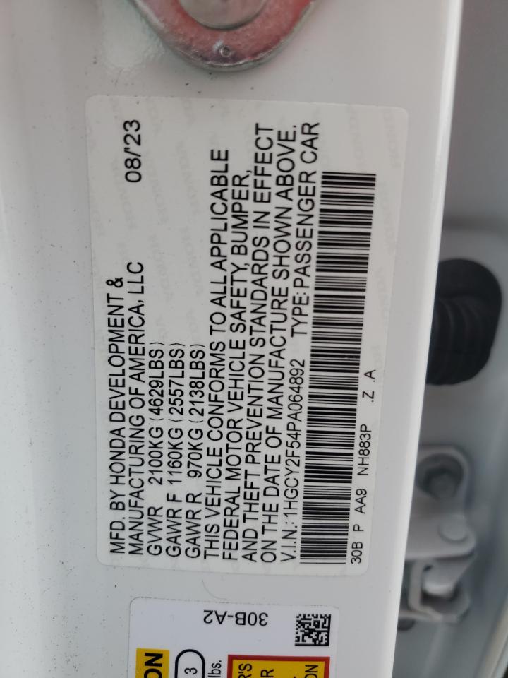 1HGCY2F54PA064892 2023 Honda Accord Hybrid Sport