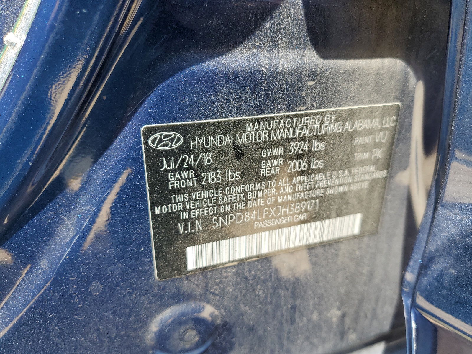 5NPD84LFXJH389171 2018 Hyundai Elantra Sel