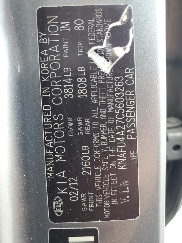 2012 Kia Forte Ex VIN: KNAFU4A27C5603263 Lot: 64665294