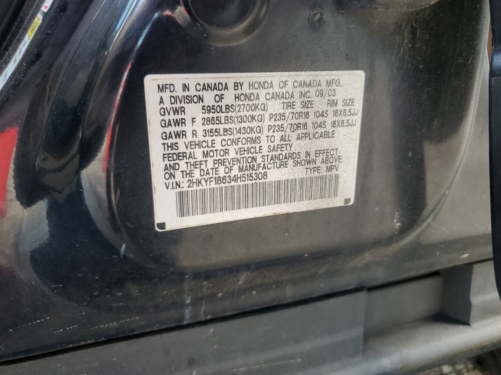 2HKYF18634H515308 2004 Honda Pilot Exl