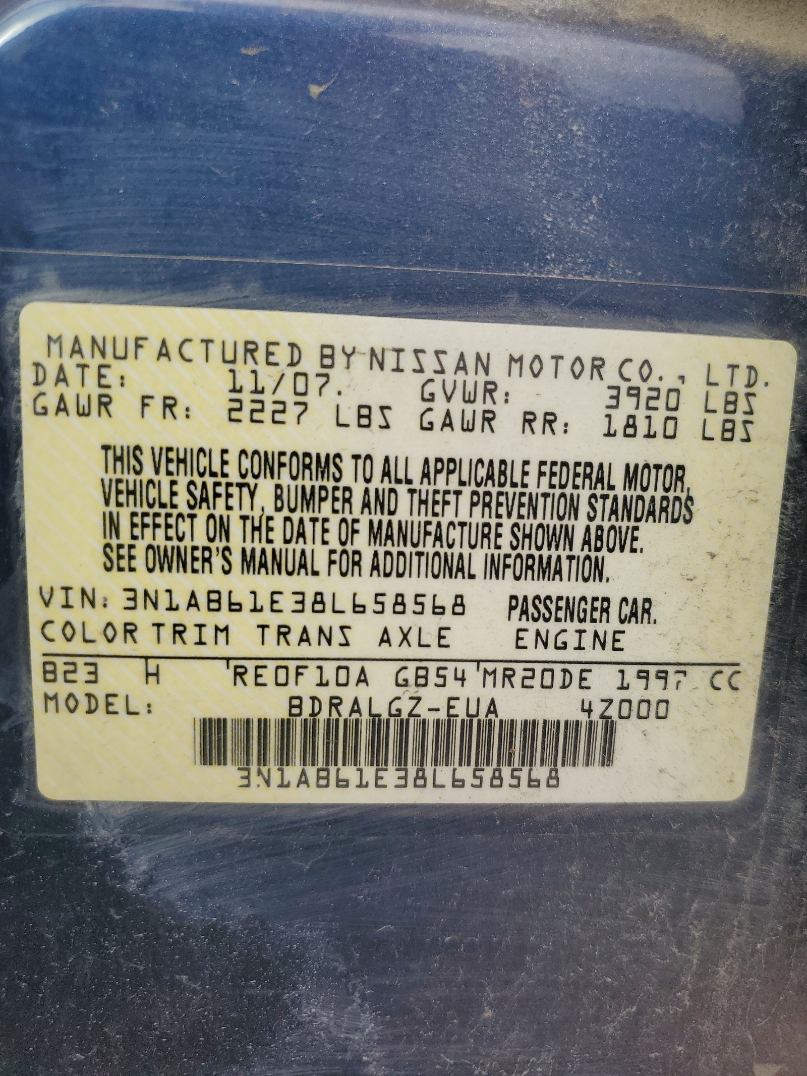 3N1AB61E38L658568 2008 Nissan Sentra 2.0