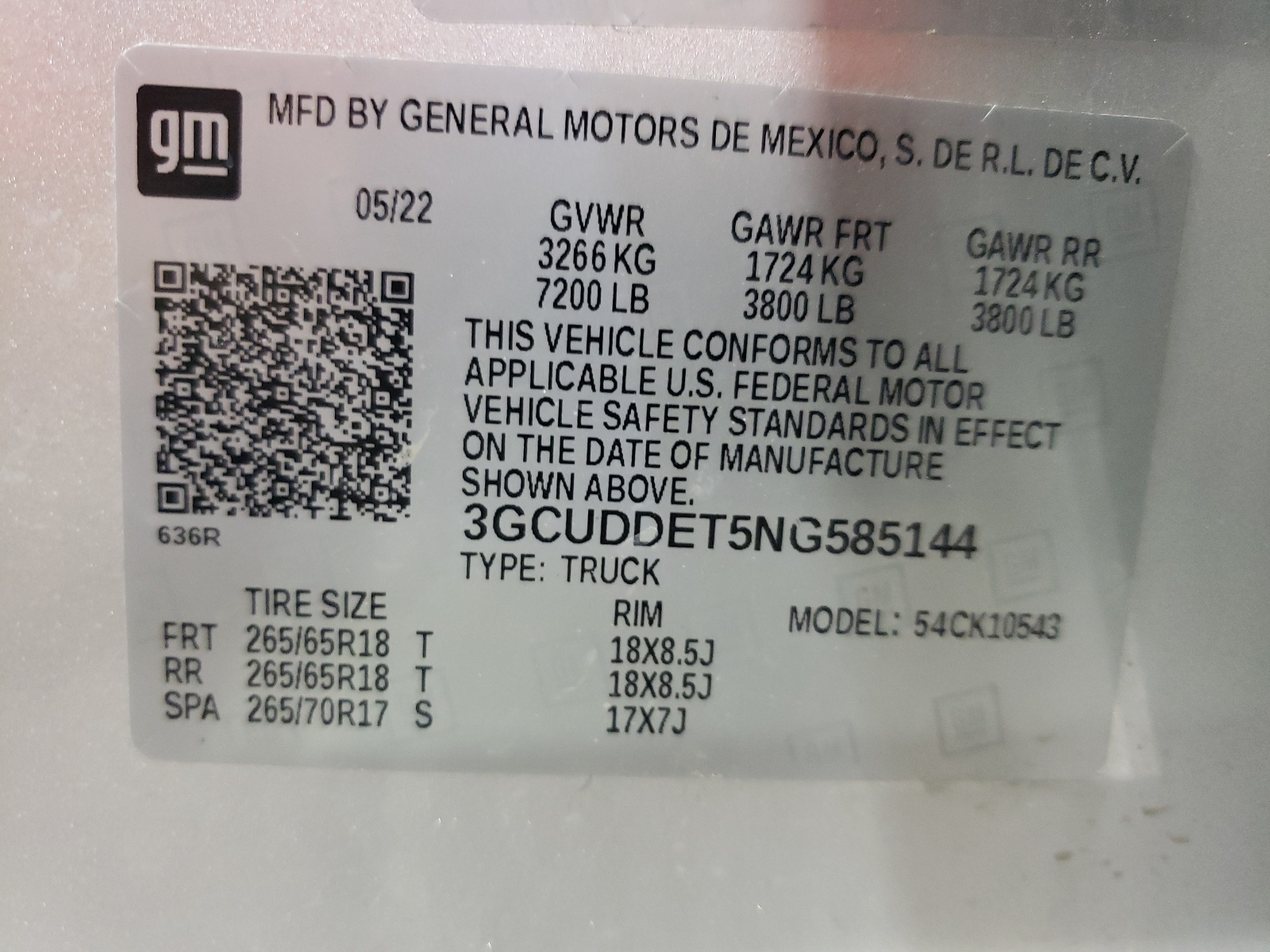 3GCUDDET5NG585144 2022 Chevrolet Silverado K1500 Lt