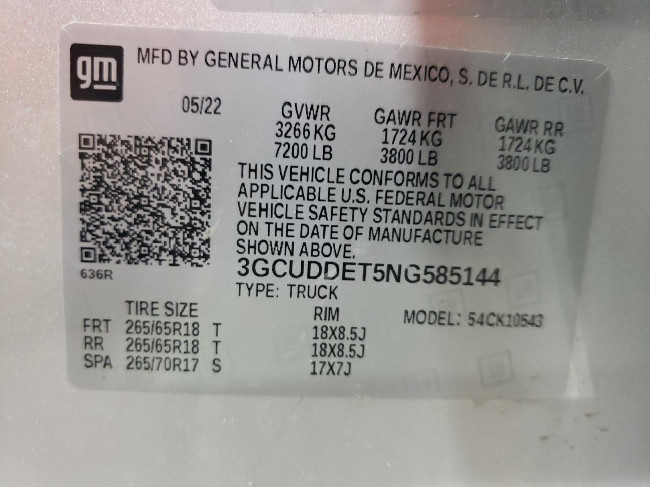 2022 Chevrolet Silverado K1500 Lt VIN: 3GCUDDET5NG585144 Lot: 67984234