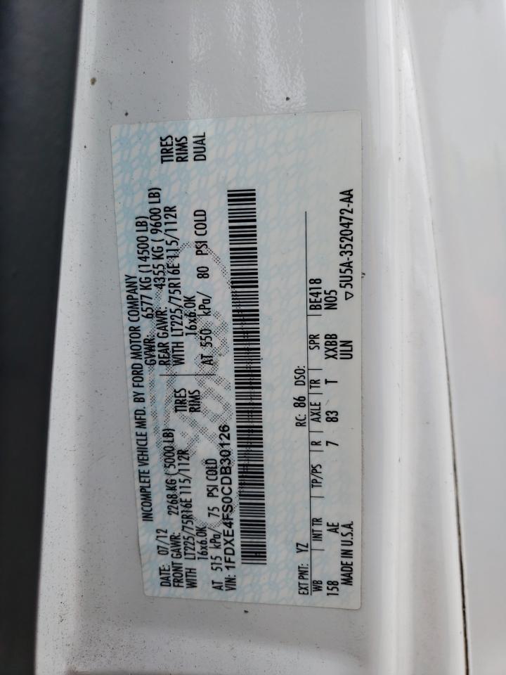 2012 Ford Econoline E450 Super Duty Cutaway Van VIN: 1FDXE4FS0CDB30126 Lot: 65819174