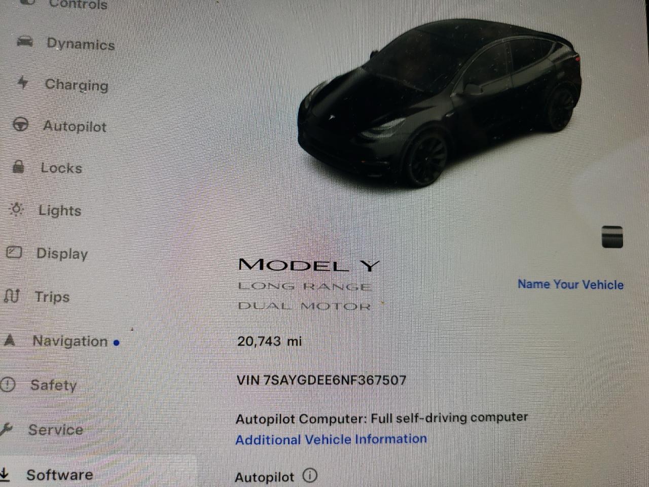 7SAYGDEE6NF367507 2022 Tesla Model Y