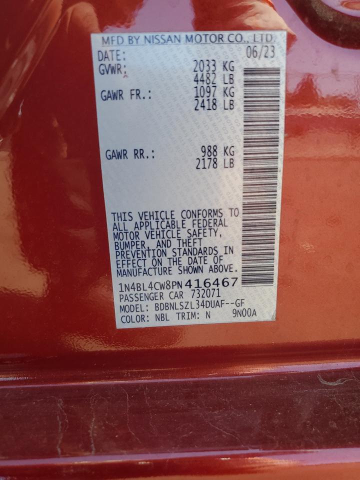 2023 Nissan Altima Sr VIN: 1N4BL4CW8PN416467 Lot: 68439354