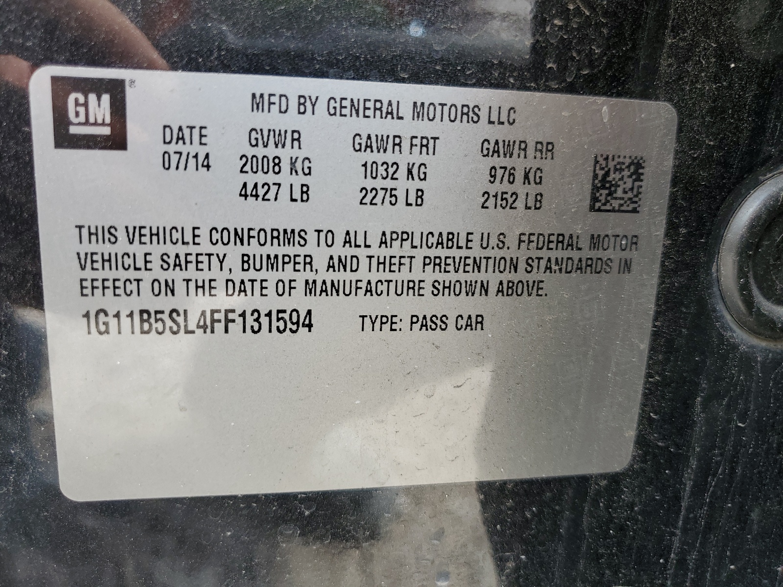 1G11B5SL4FF131594 2015 Chevrolet Malibu Ls