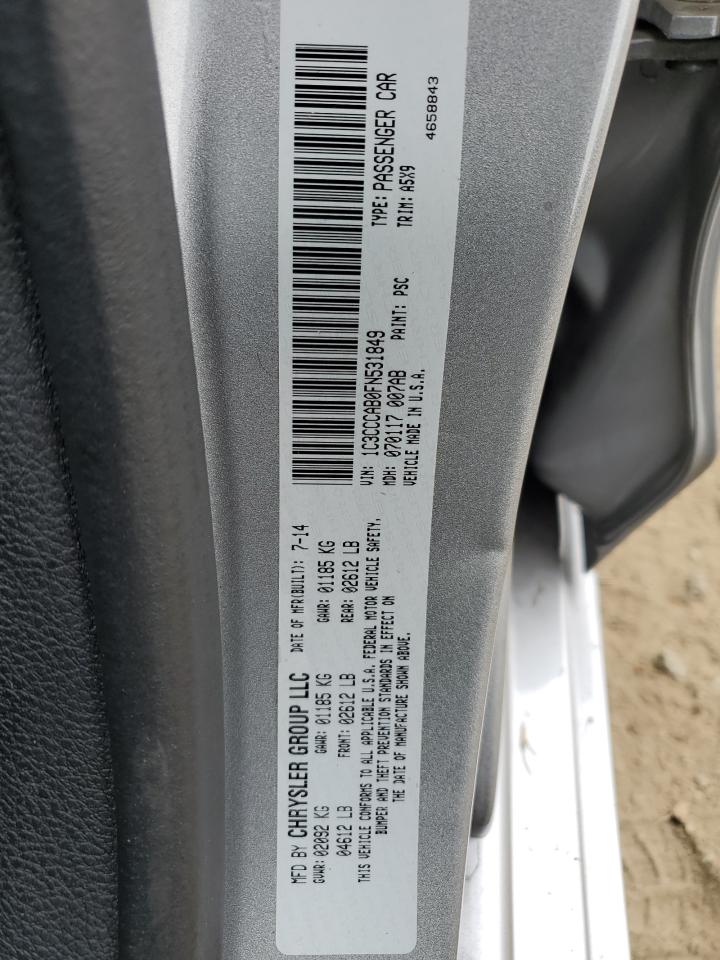 2015 Chrysler 200 Limited VIN: 1C3CCCAB0FN531849 Lot: 67867594