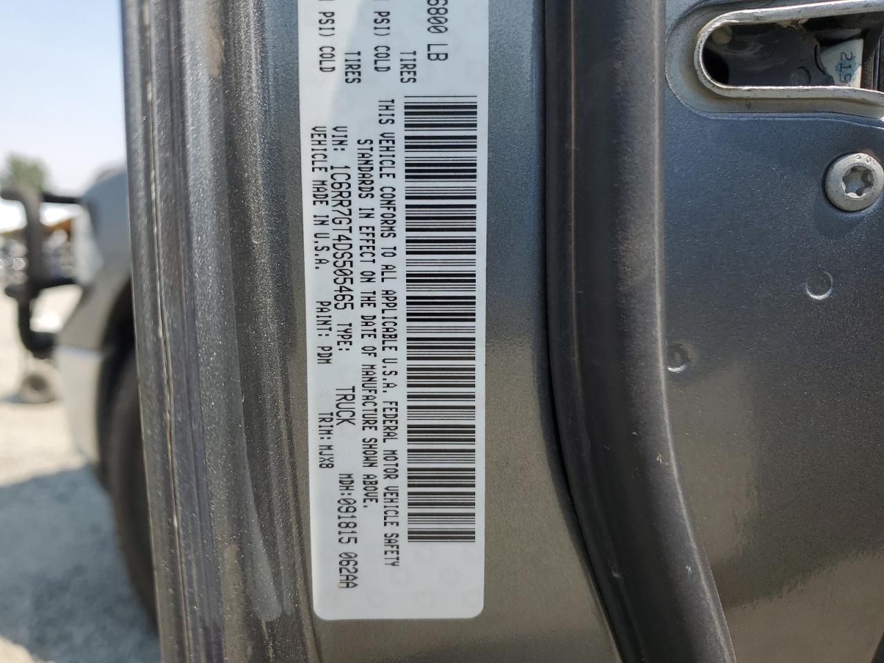 2013 Ram 1500 Slt VIN: 1C6RR7GT4DS505465 Lot: 65185454