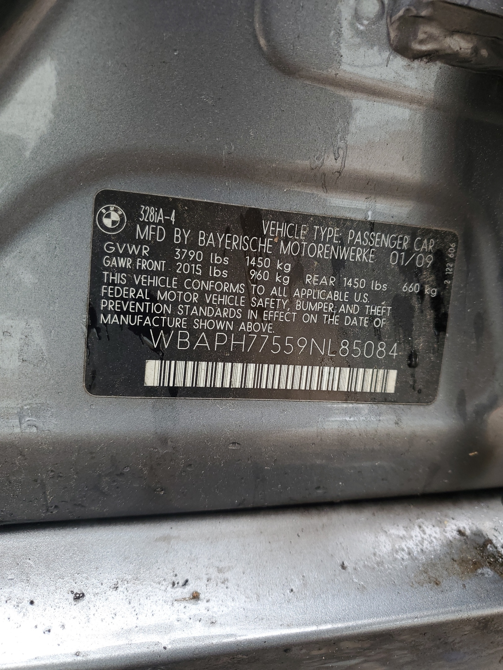 WBAPH77559NL85084 2009 BMW 328 I